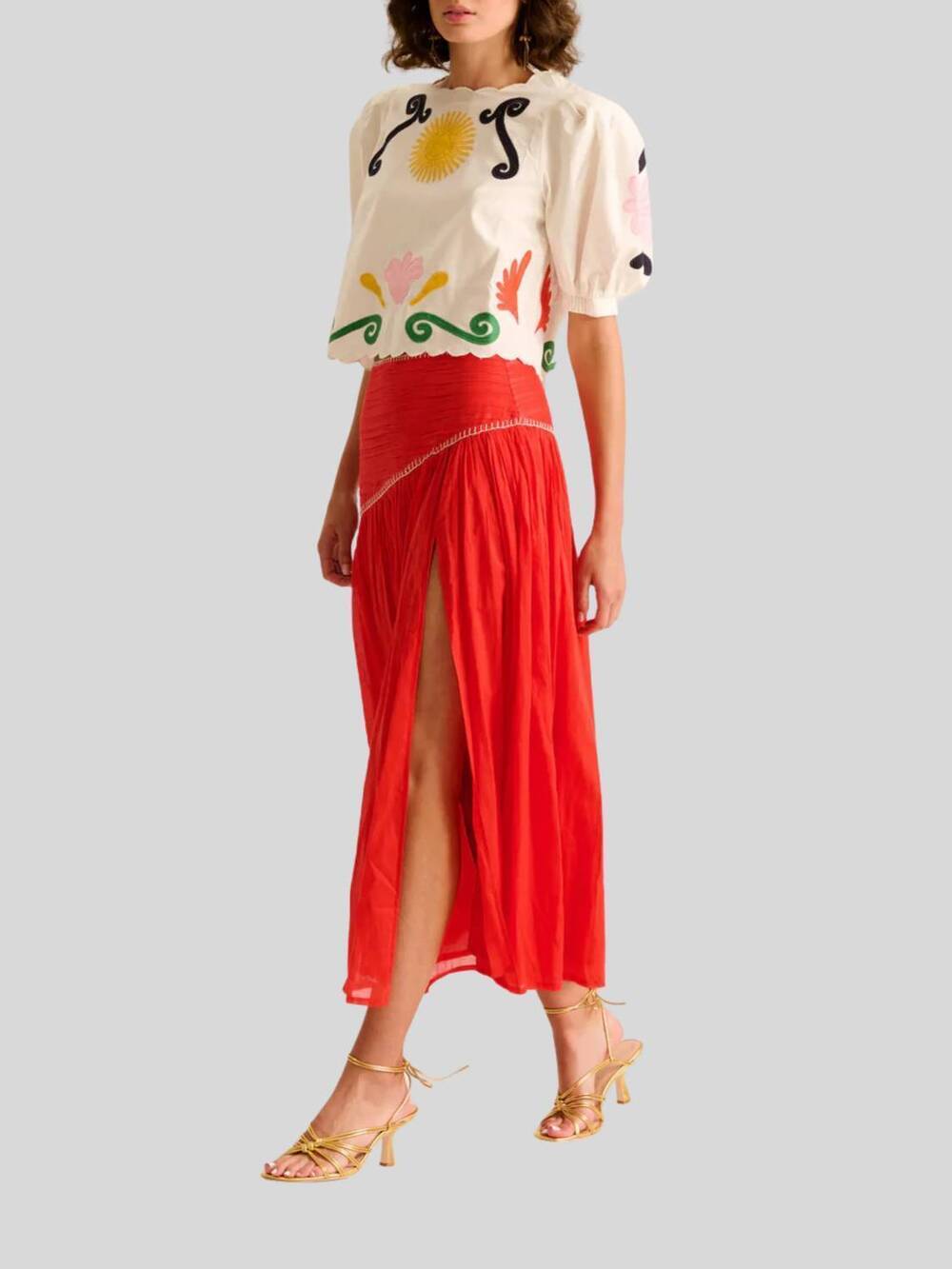 NEW CAROLINA K ines midi skirt in red